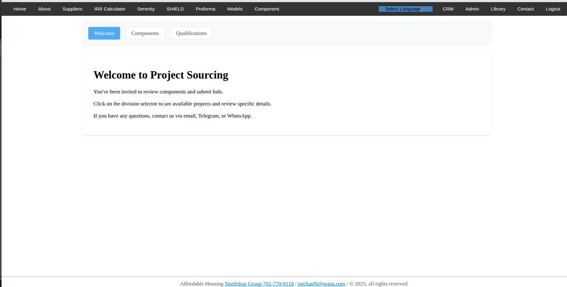 Project Sourcing Portal Interface